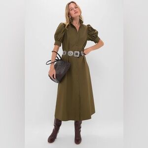 Tuckernuck - Hyacinth House Olive Green Ruffle Collar Louisa Maxi Dress - Medium